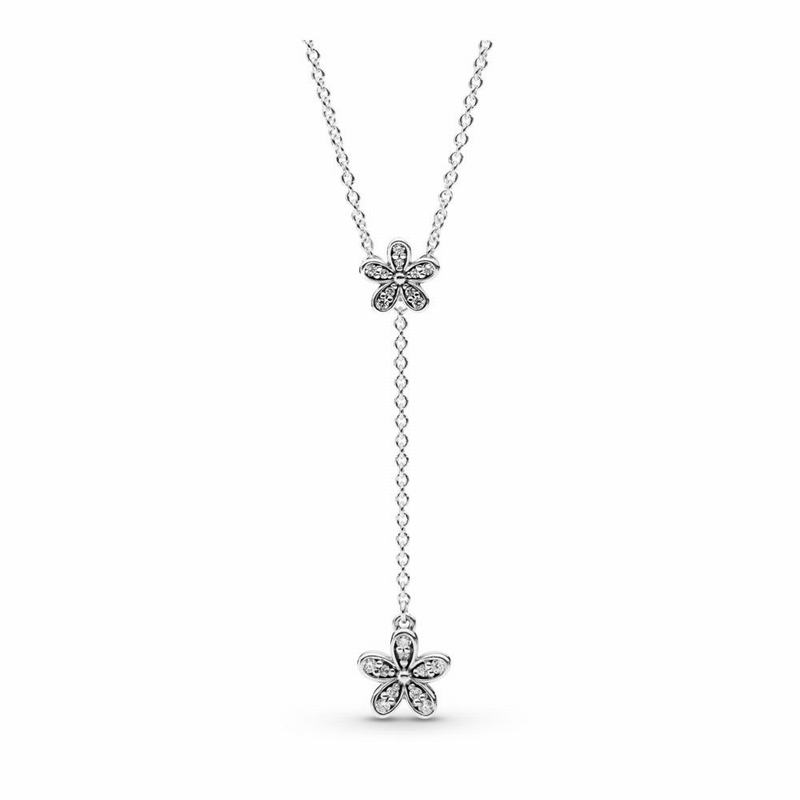 Pandora Dazzling Daisies Necklace - Sterling Silver/Cubic Zirconia - Canada | FZ1222NW